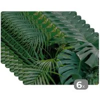MuchoWow Platzset Pflanzen - Dschungel - Blätter - Tropisch, (6-St), Platzsets, Tischset, Abwaschbar, Tischsets, Platzdeckchen