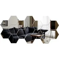 Mrilary Wandspiegel Sechseckiger Spiegel Wandaufkleber 3D Sechseck Acryl (24-St), dekorative Wandelemente für Wohnzimmer, Schlafzimmer
