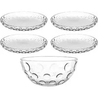 LEONARDO Schale Schalen-/Teller-Set, 5er Set CUCINA OPTIC, 4x Ø 18 cm & 1x Ø 22 cm, Glas, (Set, 5-tlg), spülmaschinengeeignet