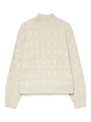 VERO MODA - VMVIRGO LS HIGHNECK PULLOVER BF birch - Gr. - XL