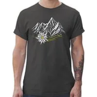 Shirtracer T-Shirt Edelweiß Berge Wandern Wanderlust Berg ruft Alpen Mode für Oktoberfest Herren