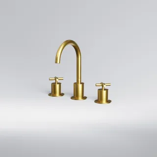 Steinberg 3-Loch-Waschtisch-Armatur m. Ablaufgarn., brushed gold, 250 2000 BG 250 2000 BG
