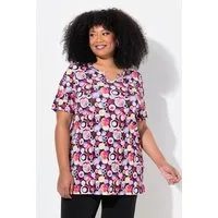 Ulla Popken Longshirt Longshirt A-Linie Tunika-Ausschnitt Halbarm