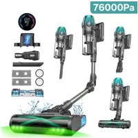 Vactidy Akku-Hand-und Stielstaubsauger V15 Max Saugen und Wischen in 1,76000PA/600W, 600 W, beutellos, DualGreen Dual-Grünlicht-Erkennungstechnologie, 7-Zyklon-Technologie