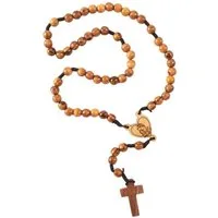Kassis Geschenkartikel Kette ohne Anhänger Rosenkranz mit Olivenholzperlen Herz und Maria aus Olivenholz, hergestellt in Bethlehem, Gebetskette zu religiösen Anlässen