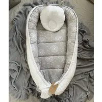 Loolay Bettnestchen WAFFELPIQUE Baumwolle BABYNEST Babykokon Neugeborene Babyausstattung, (Reisebett Nestchen SOLO/ o. in Geschenk SETS, 2-tlg., 4 Jahreszeiten WAFFELSTOFF - Design: Pustelblume Grau/ WAFFEL Weiß), 100% Europäische Stoffe und Kleinser