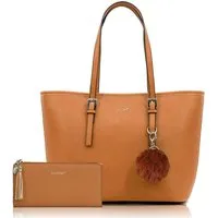 TAN.TOMI Shopper Handtasche Damen mit Geldbörse und Schlüsselanhänger, Groß Damen Handtasche, ​Geschenke für Frauen in schlichter Optik