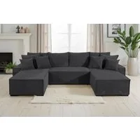 COLLECTION AB Wohnlandschaft Manhattan U-Form, B: 313 cm, in Breit- oder Normalcord, Bettfunktion, Bettkasten & Zierkissen, Federkern