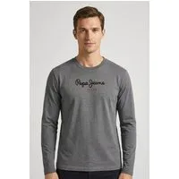 Pepe Jeans Langarmshirt Small Flag aus reiner Baumwolle, Rundhals