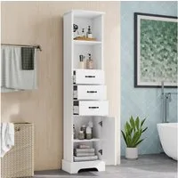 Flieks Badkommode Badezimmerschrank Hochschrank mit Feuchtigkeitsbeständigkeit (1 St., 38x26x172,5 cm), Mehrzweckschrank mit Schubladen und verstellbaren Einlegeböden Weiß