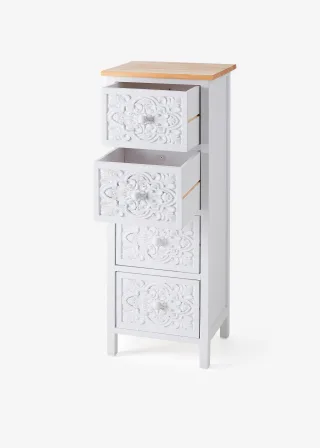 bonprix Schrank stehend mit Ornament, weiß, Gr.85x34 cm, Romantische Badezimmerserie mit schöner Ornamentik