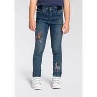 KIDSWORLD Stretch-Jeans, Basic Jeans mit toller Stickerei schmale Beinform, mit verstellbarem Gummizug am Bund, lang