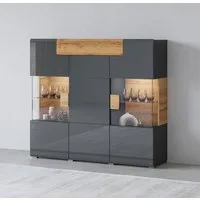 OTTO home Highboard Toledo,Breite 147,5cm,trendige Hochkommode mit 3Türen und Schublade, Hochschrank mit Glas-Partien,stylische Hochglanzfronten
