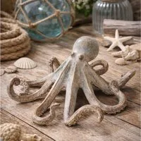 MF Tierfigur Oktopus Figur Marinus maritime Deko Skulptur braun handbemalt 32cm (1 St)