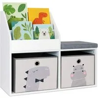 relaxdays Kinderregal Kinderbank mit Bücherregal