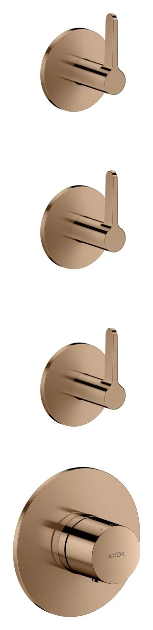 Hansgrohe Thermostatmodul Unterputz AXOR One für 3 Verbraucher mit Hebelgriff polished red gold, 48 48723300