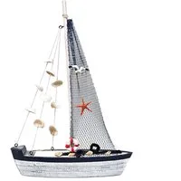 Yudu Dekofigur Deko Segelboot Boot Schiff Holz Seestern Seevögel Muscheln Marintim