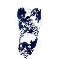 Passioni T-Shirt mit drapiertem Frontpanel mit Blumen- und Leopardenmuster-Mix