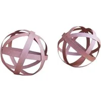 Deko-Impression Dekofigur Kugeln Deko-Kugeln Flacheisen Gitterkugeln massiv Rostfarben je 12 cm (2 St)