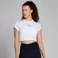 MP Damen Basics Körperbetontes Kurzarm-Crop-T-Shirt – Weiß - XL