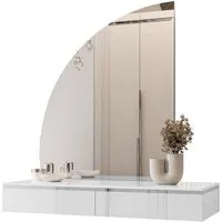 ALLHOUSE24 Schminktisch PEONY SILBER Hängender Schminktisch Halbmond Spiegel und Beleuchtung (1x Konsole und 1x Spiegl), Breite 102 cm