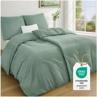 Topfinel Bettwäsche 135 x 200 4 teilig Leicht flanell mit reißverschluss kühlend bügelfrei, 90g/m² Flanell und Mikrofaser, 3 teilig, bettwäsche 240 x 220 sale einfarbig frühling sommer herbst winter