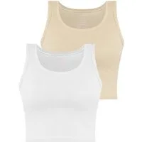 Janice Tanktop 2 x Damen crop Top Namlea Kurzes Tanktop aus Baumwolle
