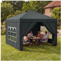 Huracan Faltpavillon Gartenpavillon 3x3m mit 4 abnehmbaren Seitenwänden, mit 4 Seitenteilen, PU1500mm wasserdicht, 3-fach höhenverstellbar Pop Up Pavillon