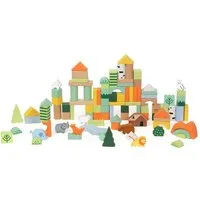 Classic World Holzbausteine Wald Tiere Set, Stapelspiel, ab 18 Monate Spielbausteine