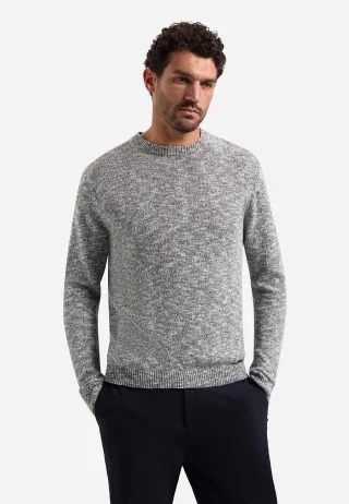 No Excess - Pullover Crewneck Melange With Linen night - Gr. - XL