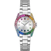 Guess Quarzuhr OPALINE GW0475L4, Armbanduhr, Damenuhr, Datum, Kristallsteine, Mineralglas, analog