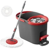 SONGMICS Wischmopp-Set mit Eimer, Putzeimer mit Pedal und Auswringfunktion, (1-St), Teleskopstiel 122,5-150 cm, 360°-Drehkopf, 1 Mikrofaserbezug