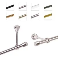 MDEKOR Gardinenstange Vorhangstange 19mm, 1-läufig, kürzbar, 1-läufig Wand oder Deckenmontage, 120 cm Edelstahl