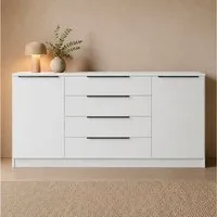 borchardt Möbel Sideboard Tom, moderne Kommode mit dunklen Metallgriffen, 166cm, 2 Türen 4 Schubfächer, variable Einlegeböden, viel Stauraum