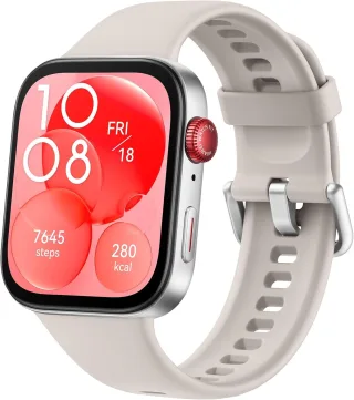 Huawei Watch Fit 3 [inkl. Kautschuk-Armband weiß] 43mm Aluminiumgehäuse silber