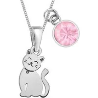 Goldene Hufeisen Kette mit Anhänger mini Katze Anhänger mit 38cm Kette 925 Silber Mädchen Kinder (3-tlg, inkl. Etui), Schmuck für Mädchen