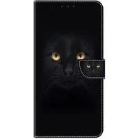 CLM-Tech Handytasche für Samsung Galaxy A16 / A17 5G Hülle aus PU-Leder Klapphülle (schwarzer Panther Augen, Handyhülle mit Standfunktion - Wallet Flip Case inklusive Kartenfächer), Cover mit Magnetverschluss