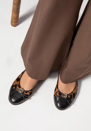 Wittchen Damen-Ballerinas mit Leopardenmuster aus echtem Leder