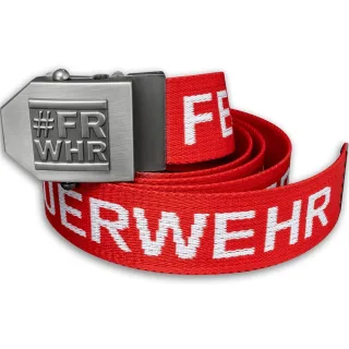 Einsatzgürtel mit #FRWHR Emblem und Flaschenöffner Schnalle Textil neongelb "Feuerwehr"