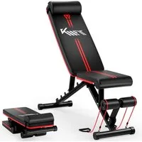 KM - Fit Hantelbank Hantelbank klappbar, 400 kg, verstellbar, inkl. Zugbänder, (Set), Übungen für Brust, Rücken, Bauch, Beine & Arme möglich