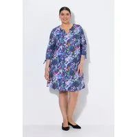 Ulla Popken Jerseykleid Jerseykleid A-Linie Tunika-Ausschnitt 3/4-Arm