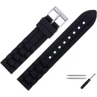 MARBURGER Uhrenarmband 18mm Kunststoff Silikon Schwarz