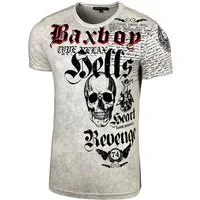 Baxboy T-Shirt Baxboy T-Shirt Oil Washed Totenkopf mit All-Over Print B-06