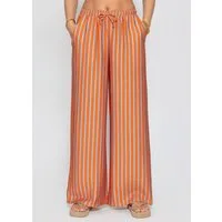 SASSYCLASSY Stoffhose Gestreifte Hose mit Kordelzug für Damen Weit geschnittene Stoffhose mit Eingriffstaschen und elastischem Bund