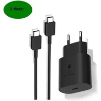 Ventarent Schnellladegerät USB C für Samsung Galaxy S25 S24 S23 S22 S21 Ultra USB-Ladegerät (2,77 mA, Set, 2-tlg., 1x Ladekabel 2 Meter + 1x Adapter 25 Watt USB-C, Fast Charging)