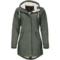 Dry Fashion Regenmantel Malmö Damen Regenjacke Teddy-Fleece-Futter - Outdoor-Jacke Wasserdicht Winddicht, Verschweißte Nähte, 2-Wege-Reißverschluss abgedeckt, Kapuze