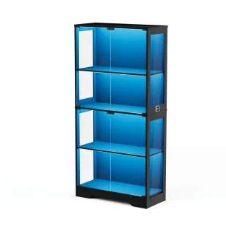 Komhtom Vitrine, Schwarz, Holzwerkstoff, Mode, 35x165x80 cm, Wohnzimmer, Wohnwände, Vitrinenschränke