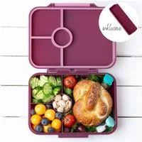 LEKKABOX Lunchbox Bentobox Brotdose, 4 Fächer - Kinder Vesperdose Brotbüchse Brotbox, Für feuchte Lebensmittel auslaufsicher, inkl. extra Trenner