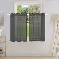 Qelus Scheibengardine Vorhänge Kurz Wasserdicht Voile Transparent Küche Fenstergardinen (2 St), Für Bistrogardine Wohnzimmer Landhaus