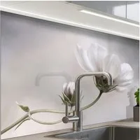 KitchenYeah Küchenrückwand Muster selbstklebend (keine Folie) Blumen - Stillleben - Natur - Grau, (1-tlg), Spritzschutz, Küche, Rückwand, Küchenwand, Küchenfront, 30x20 cm